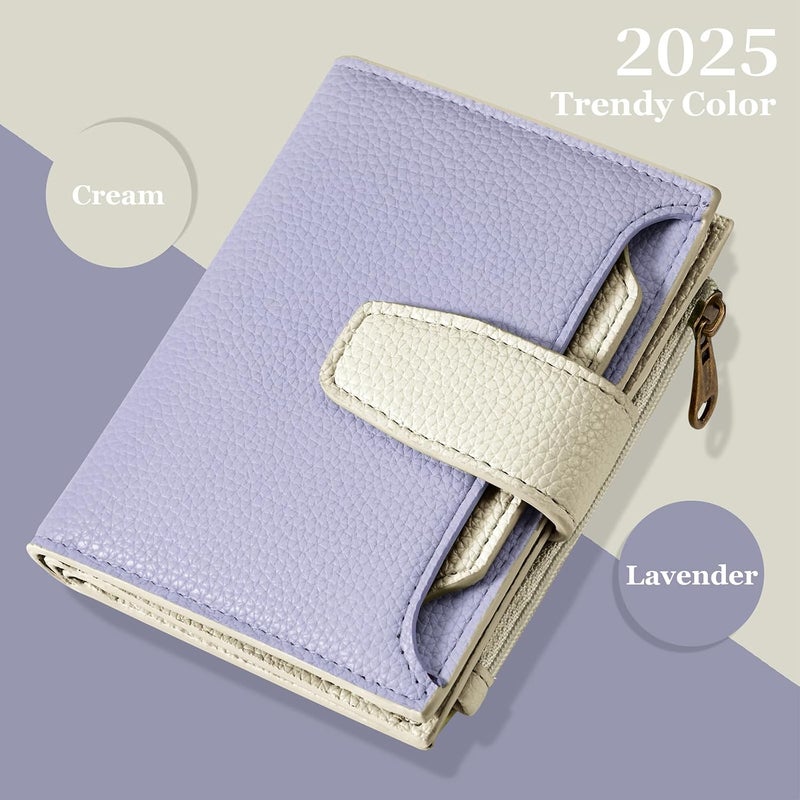 Airkit Small Wallet Women RFID Blocking Soft Leather Bifold Compact Card Holder Wallet for Women with Zipper Coin Pocket 4 ID Window - Image 3